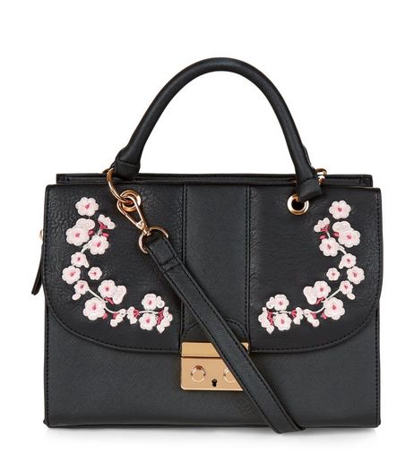 Black Embroidered Shoulder Bag | New Look