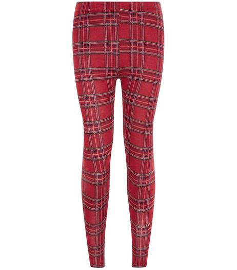 Girls Red Check Leggings | New Look