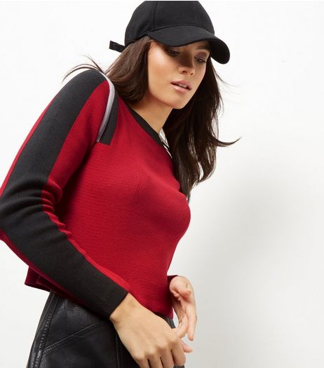 Red Stripe Sleeve Jumper | New Look