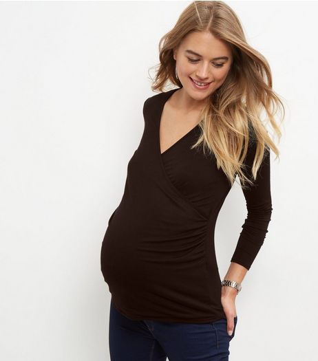 Maternity Black Wrap Too | New Look