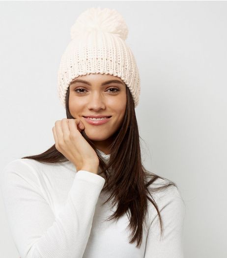 Cream Foil Pom Pom Bobble Hat | New Look