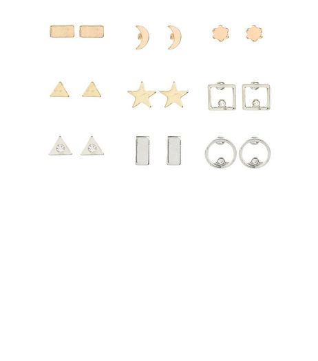 9 Pack Gold And Silver Stud Earrings | New Look