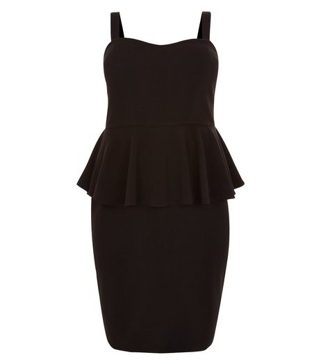 Curves Black Peplum Midi Dress | New Look