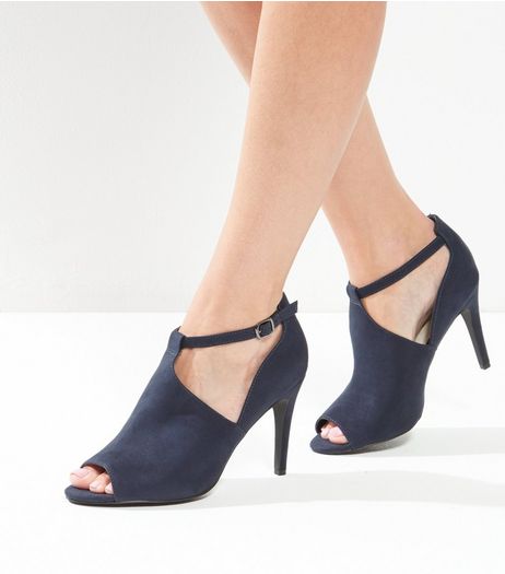 Navy Comfort Suedette Cut Out Heels | New Look