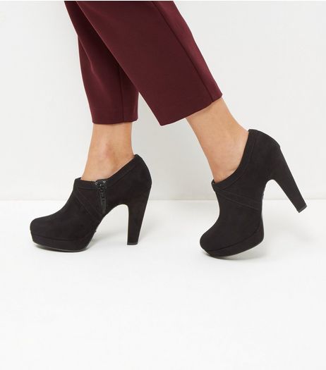 Black Comfort Suedette Cross Stitch Platform Shoe Boots | New Look
