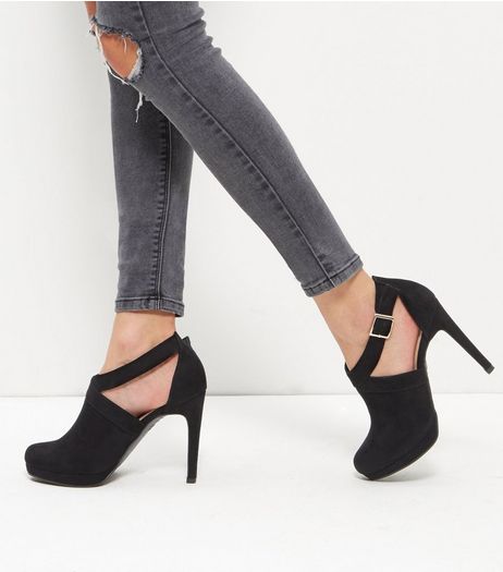 Black Suedette Sling Back Court Shoes | New Look