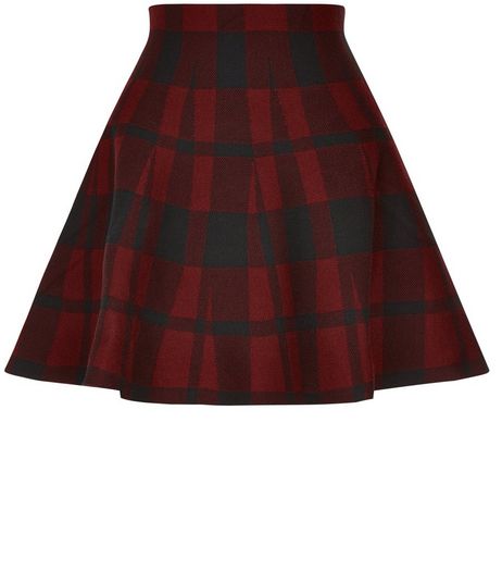 Teens Red Check Jacquard Skater Skirt | New Look