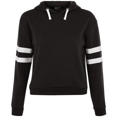 Teens Black Contrast Trim Hoodie | New Look