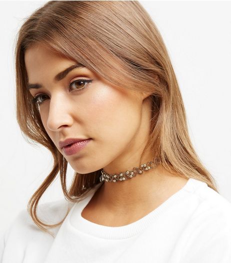 Black Beaded Tattoo Wire Choker | New Look