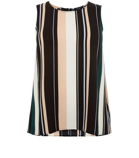 Curves Black Stripe Sleeveless Top | New Look