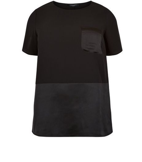 Curves Black Contrast Pocket T-Shirt | New Look