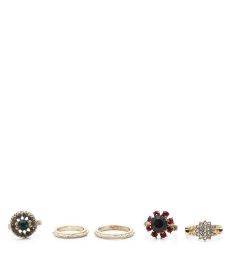 5 Pack Gold Rings | New Look