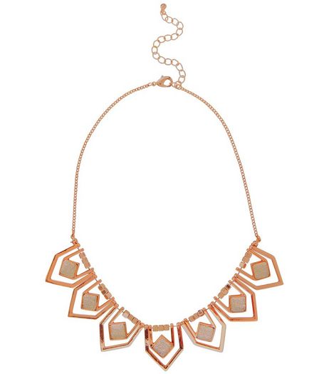 Rose Gold Glitter Stone Necklace | New Look