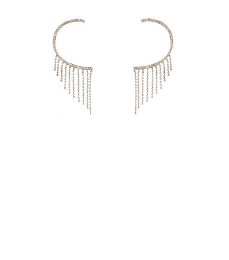 2 Pack Rose Gold Diamante Drape Earcuffs | New Look