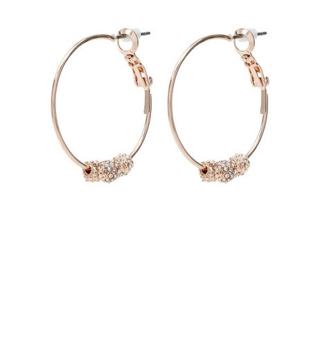 Rose Gold Glitter Ball Hoop Earrings | New Look