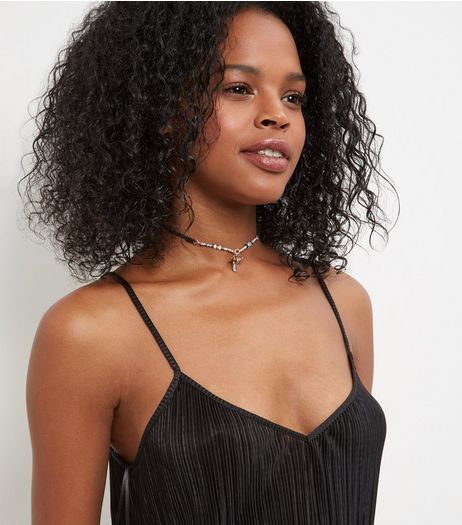 Black Beaded Choker | New Look