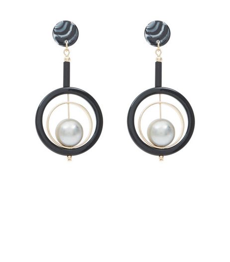 Black Circle Drop Earrings | New Look