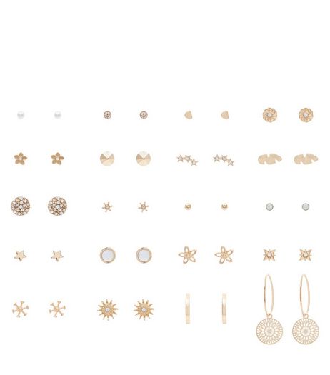 20 Pack Gold Stud Earrings | New Look