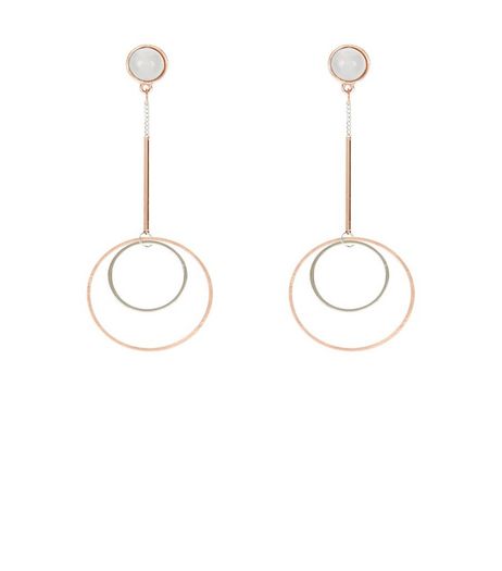 Rose Gold Circle Drop Earrings | New Look