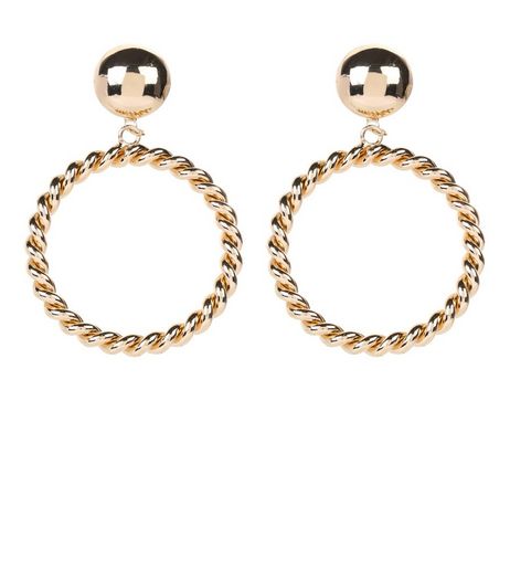 Gold Stud Top Hoop Earrings | New Look