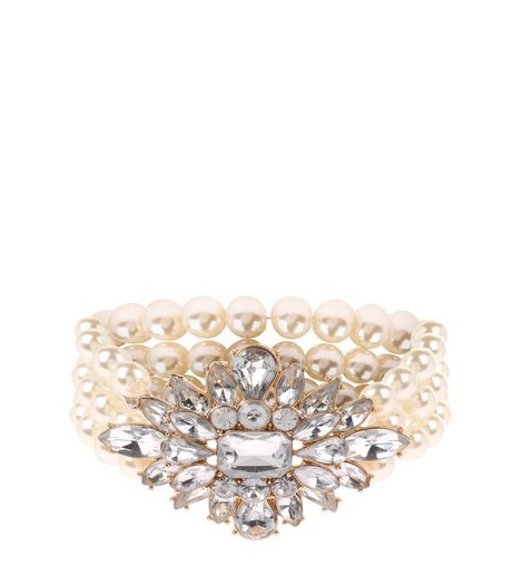 Cream Pearl Stretch Bracelet | New Look