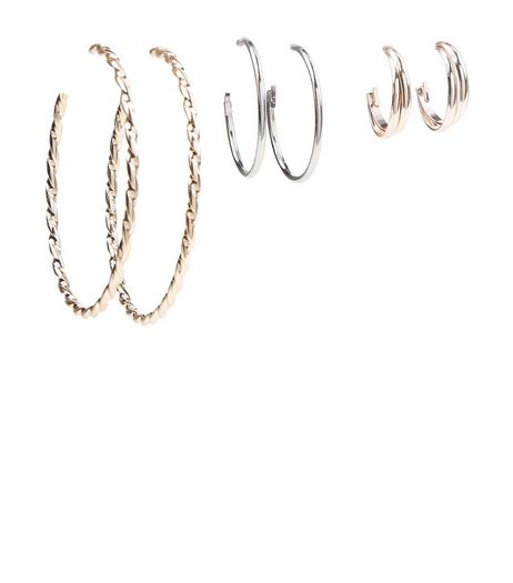 3 Pack Gold Hoop Earrings | New Look