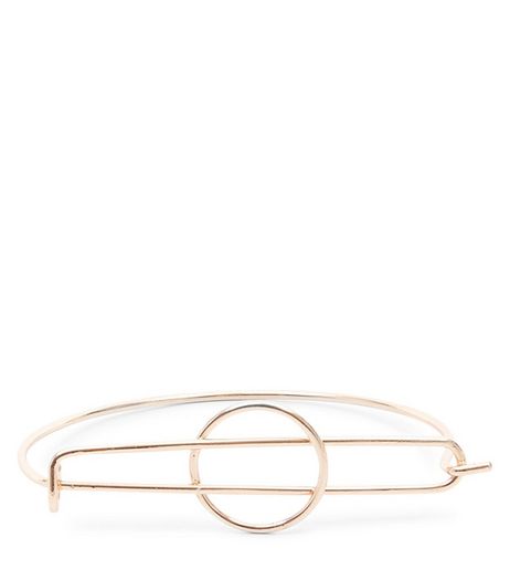 Rose Gold Cut Out Disc Bar Cuff | New Look