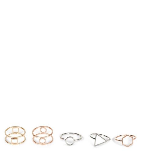 5 Pack Multicoloured Fine Wire Rings | New Look