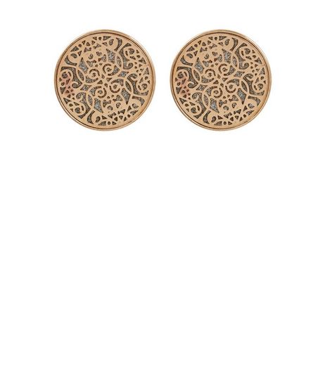 Gold Filigree Glitter Disc Stud Earrings | New Look