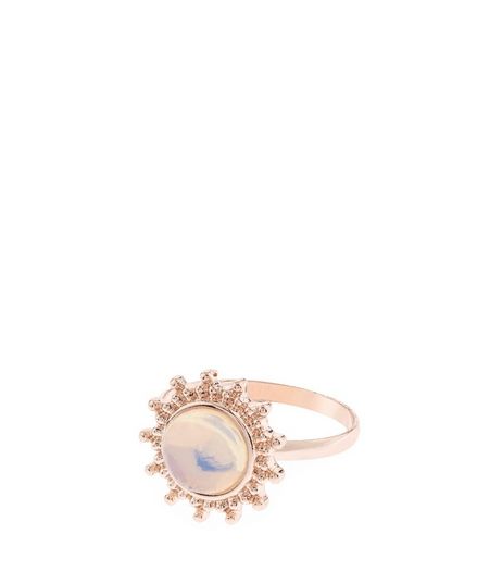 Rose Gold Iridescent Stone Ring | New Look