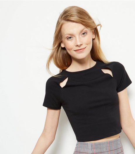 Black Cut Out Crop Top | New Look