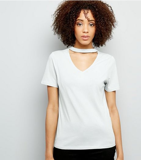 Mint Green Choker Oversized Neck T-Shirt | New Look