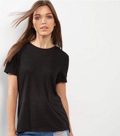Black Short Sleeve Cross Strap Back T-Shirt | New Look