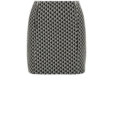 Petite Black Jacquard Texture A-Line Skirt | New Look