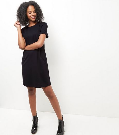 Black Double Pocket Tunic Dress | New Look
