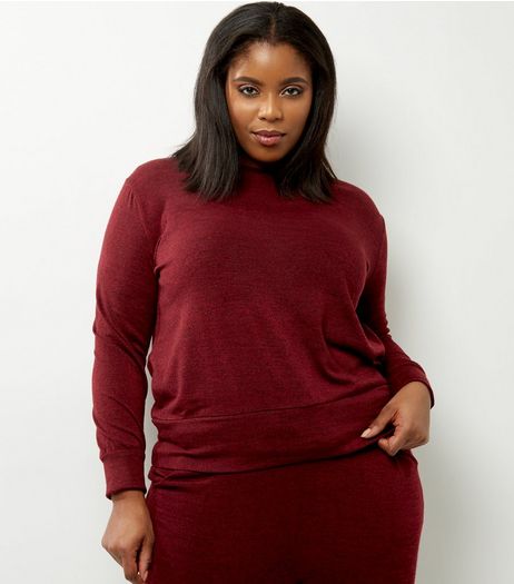 Curves Burgundy Fine Knit Top | New Look