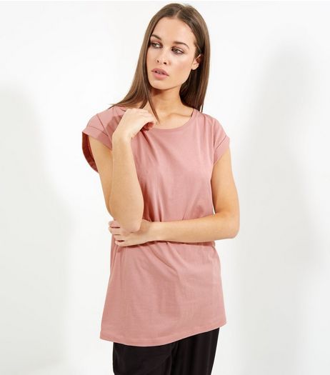 Tall Pink Rolled Sleeve Boyfriend T-shirt | New Look