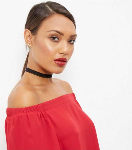 Black Skinny Lace Choker | New Look