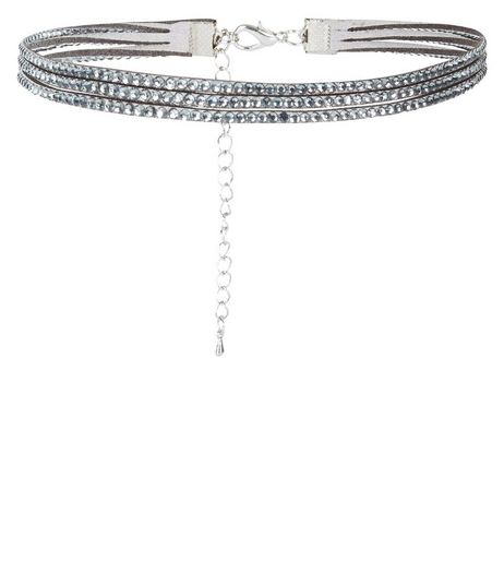 Black Layered Diamante Choker | New Look