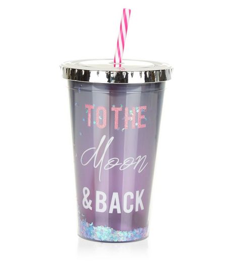 Black To The Moon And Back Glitter Cup | New Look