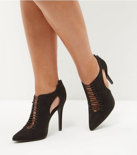 Black Elasticated Lace Detail Ghilie Sandals | New Look