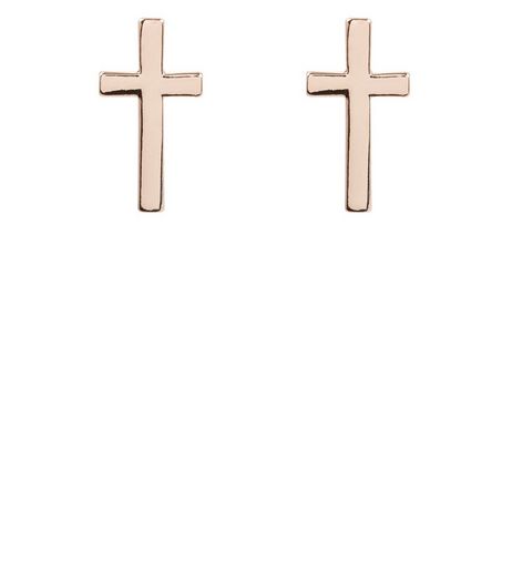 Mid Pink Cross Stud Earrings | New Look