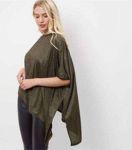 Mela Gold Batwing Asymmetric Drape Jumper | New Look