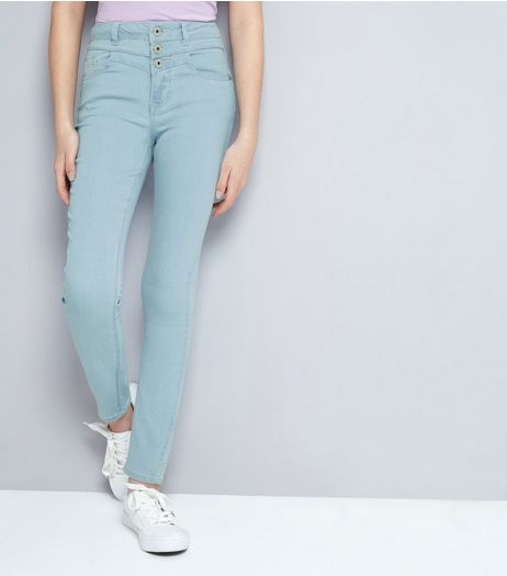 Teens Pale Blue Bleached High Waist Skinny Jeans | New Look