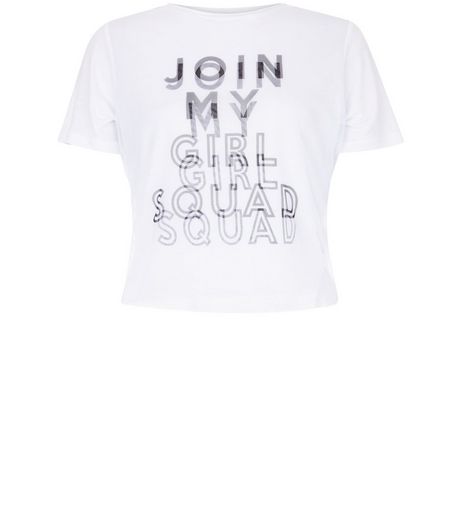 Teens White Mesh Girl Squad Slogan T-shirt | New Look