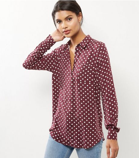 Red Spot Print Longline Shirt | New Look