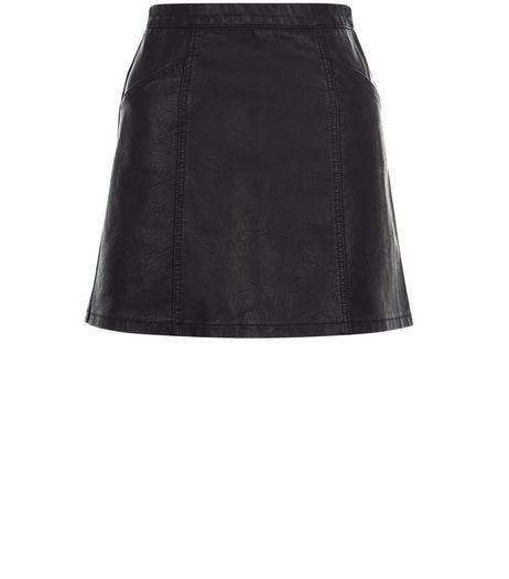 Teens Black Leather-Look Skirt | New Look