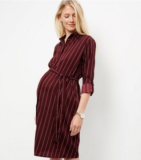 Maternity Red Stripe Shirt Dress | New Look
