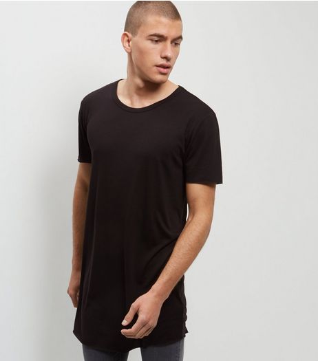 Black Extreme Longline T-Shirt | New Look