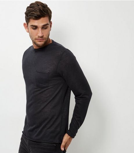 Black Long Sleeve Slouch T-Shirt | New Look